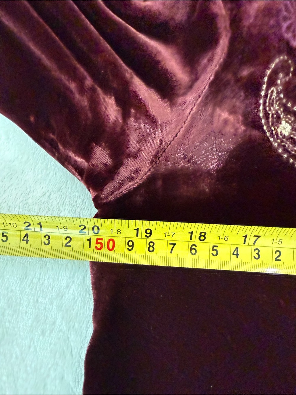 Johnny Was Burgundy Velvet Embroidered Top Tassels Sz L D83 - Picture 4 of 8